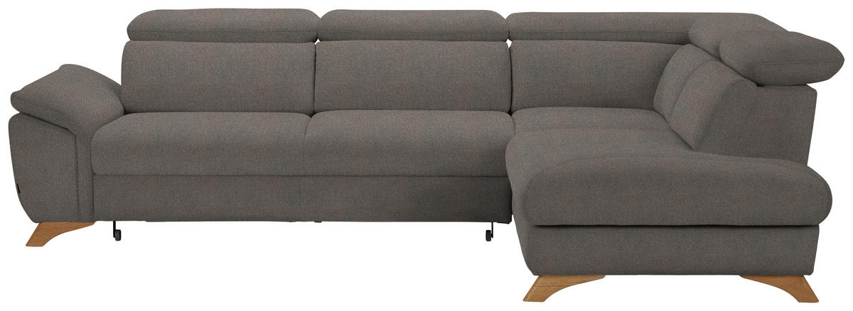 ECKSOFA MERCURY Graubraun Flachgewebe  - Eichefarben/Graubraun, MODERN, Holz/Textil (287/212cm) - Valnatura