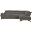 ECKSOFA in Flachgewebe Graubraun  287/212 cm  - Eichefarben/Graubraun, MODERN, Holz/Textil (287/212cm) - Valnatura