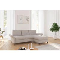 ECKSOFA in Flachgewebe Greige  251/164 cm  - Greige/Schwarz, KONVENTIONELL, Textil/Metall (251/164cm) - Sit & More