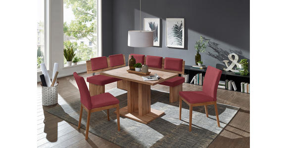 ECKBANK 125/165 cm in Rot, Eichefarben - Eichefarben/Rot, KONVENTIONELL, Holzwerkstoff/Textil (125/165cm) - Cantus