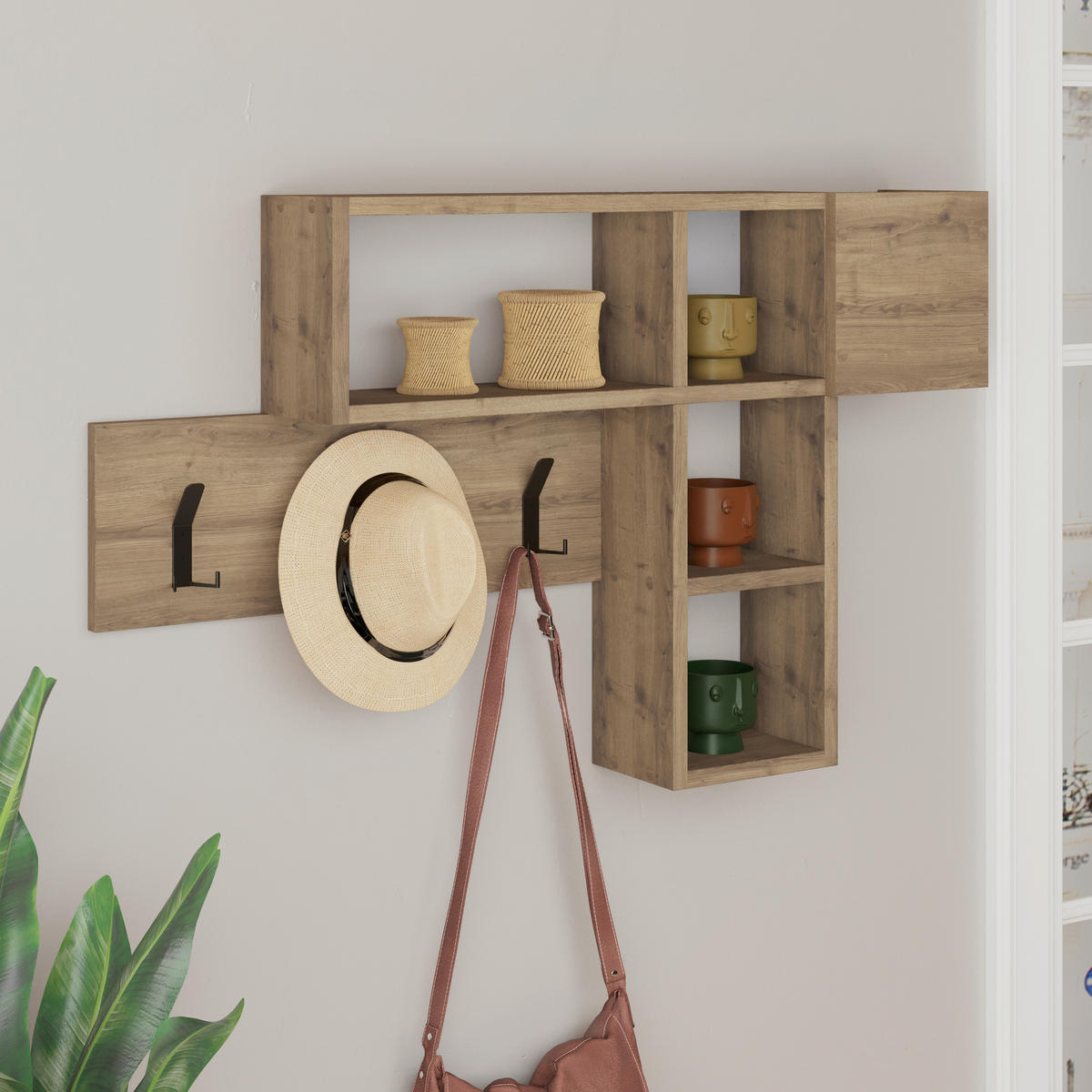 WANDGARDEROBE - Eiche dunkel, Design, Holzwerkstoff (99.5/61/15cm) - Livetastic
