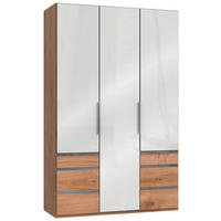 DREHTÜRENSCHRANK in Weiss, Eichefarben  - Chromfarben/Weiss, Modern, Glas/Holzwerkstoff (150/236/58cm) - MID.YOU