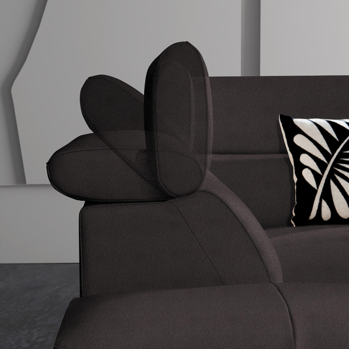 ECKSOFA in Echtleder Dunkelbraun  - Dunkelbraun/Schwarz, Design, Leder/Metall (281/225cm) - Celina Home