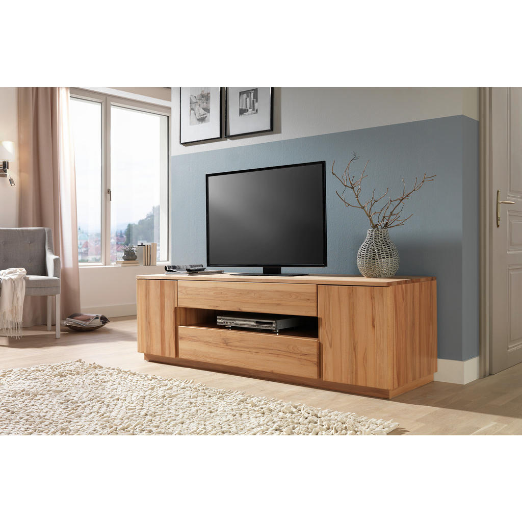 Thumbnail - Linea Natura Lowboard, Buche, Holz, Kernbuche, teilmassiv, 2 Fächer, 2 Schublade(n) Schubladen, 180x53.3x49.5 cm, Beimöb...