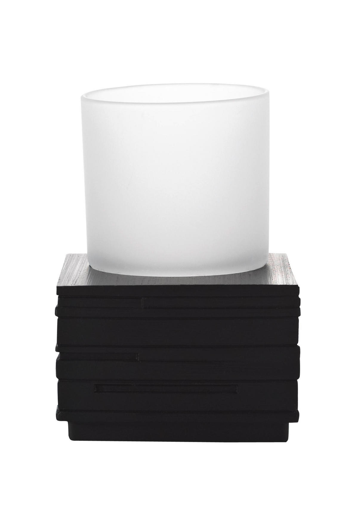 ZAHNPUTZBECHER BRICK  - Schwarz/Weiß, Basics, Glas/Kunststoff (8/11,5/8cm) - Sadena