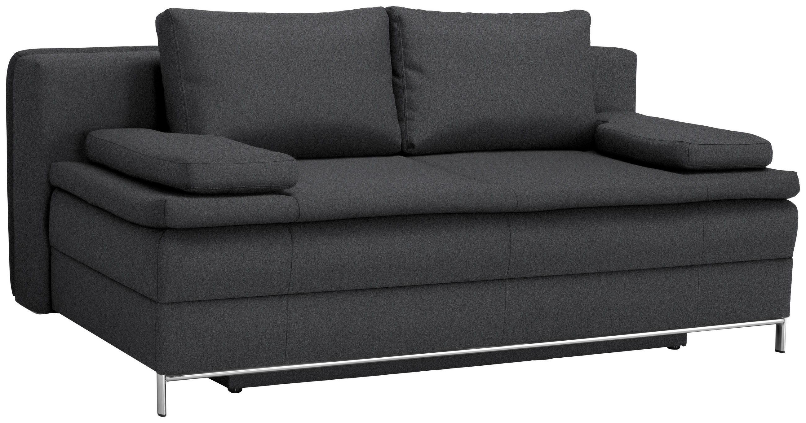 BOXSPRING KANAPÉ textil antracit  - króm/antracit, Design, textil/fém (200/93/107cm) - Novel
