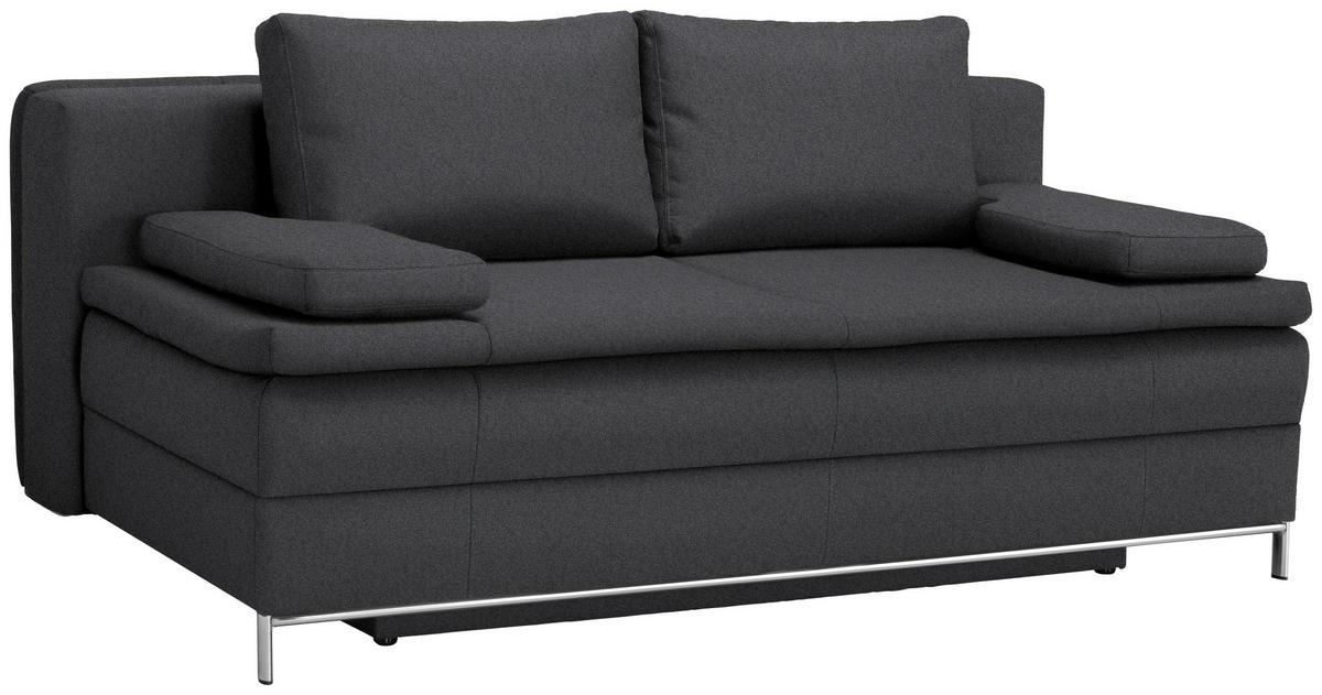 BOXSPRING KANAPÉ textil antracit  - króm/antracit, Design, textil/fém (200/93/107cm) - Novel
