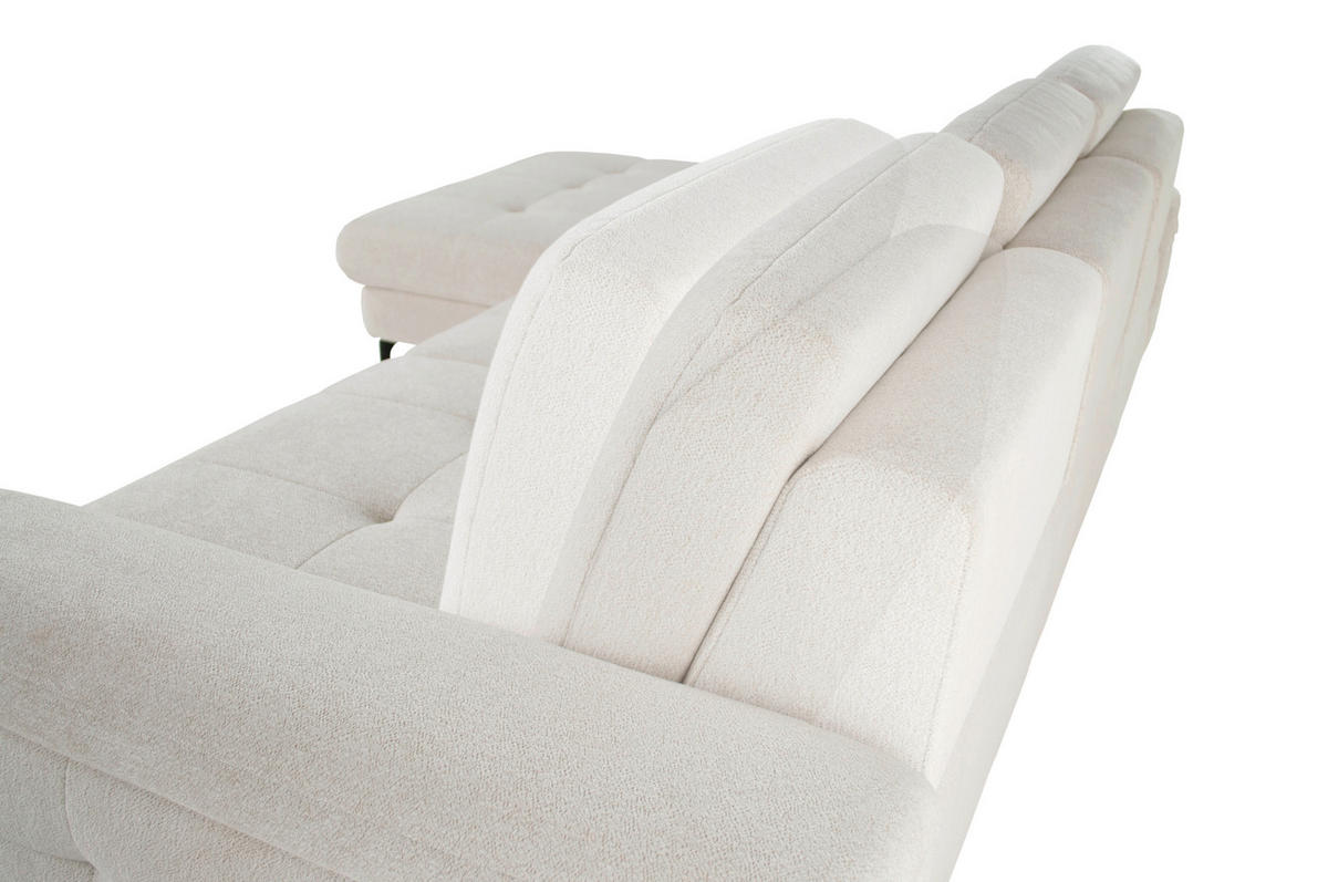 ECKSOFA ALMA in Chenille Creme  191/285 cm  - Creme/Schwarz, Design, Textil/Metall (191/285cm) - Livetastic