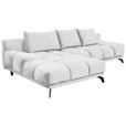 ECKSOFA in Chenille Ecru  - Ecru/Schwarz, MODERN, Textil/Metall (182/290cm) - Hom`in