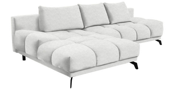 ECKSOFA in Chenille Ecru  - Ecru/Schwarz, MODERN, Textil/Metall (182/290cm) - Hom`in