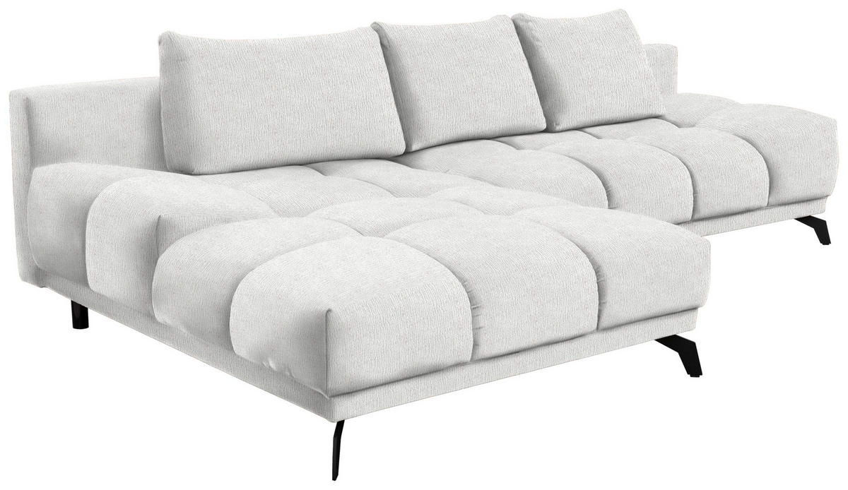 ECKSOFA in Chenille Ecru  - Ecru/Schwarz, Modern, Textil/Metall (182/290cm) - Hom`in