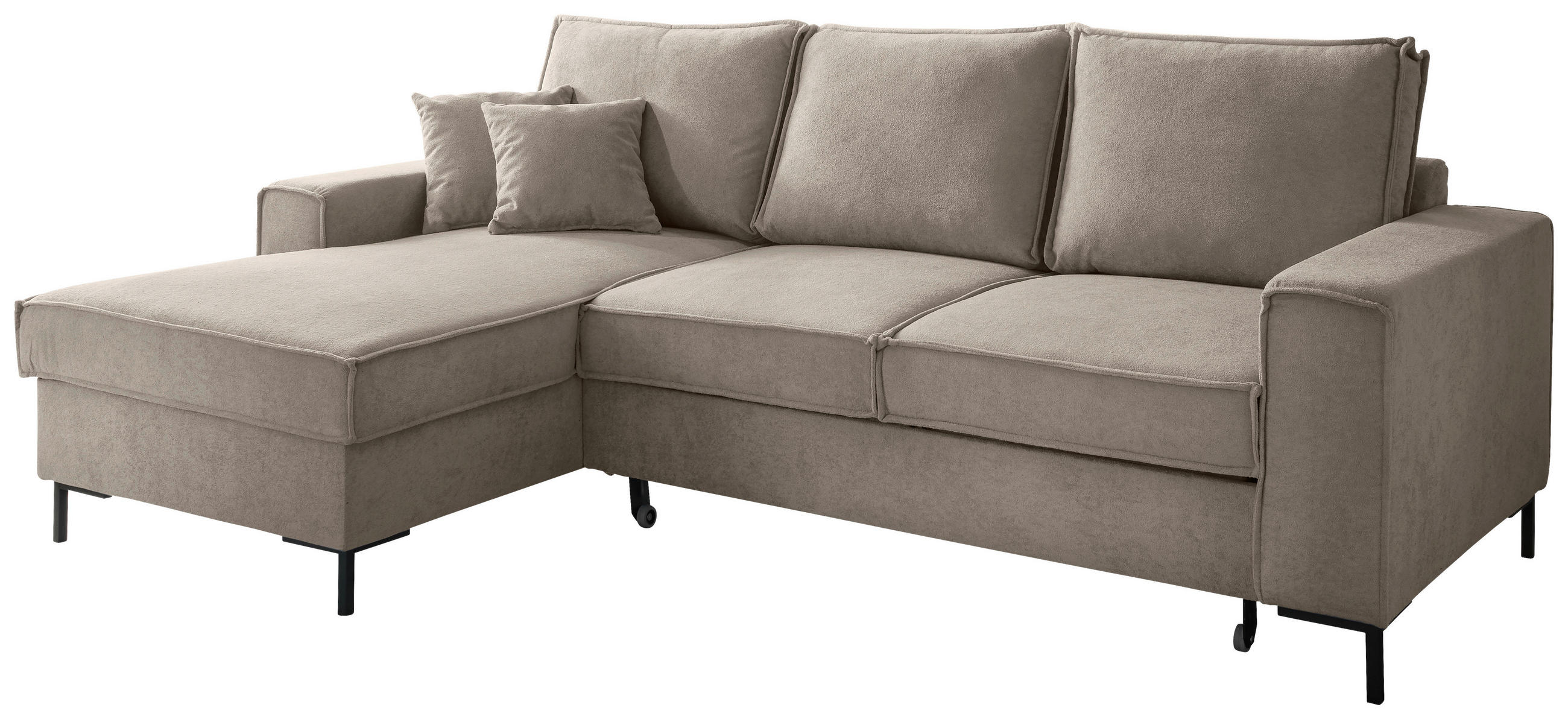 ECKSOFA in Mikrofaser Taupe  - Taupe/Schwarz, MODERN, Textil/Metall (150/240cm) - Livetastic