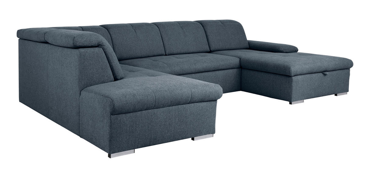 WOHNLANDSCHAFT in Dunkelblau  - Dunkelblau/Grau, Design, Textil/Metall (215/328/173cm) - MID.YOU