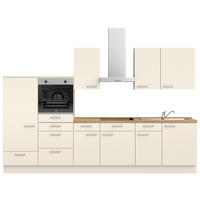 KÜCHENBLOCK 330 cm   in Eichefarben, Magnolie  - Edelstahlfarben/Eichefarben, MODERN, Holzwerkstoff/Metall (330cm) - Nobilia