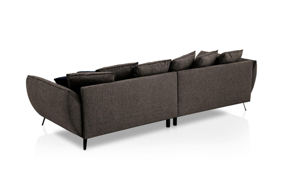 BIGSOFA in Flachgewebe Braun  - Schwarz/Dunkelblau, Design, Textil/Metall (311/95/130cm) - Livetastic