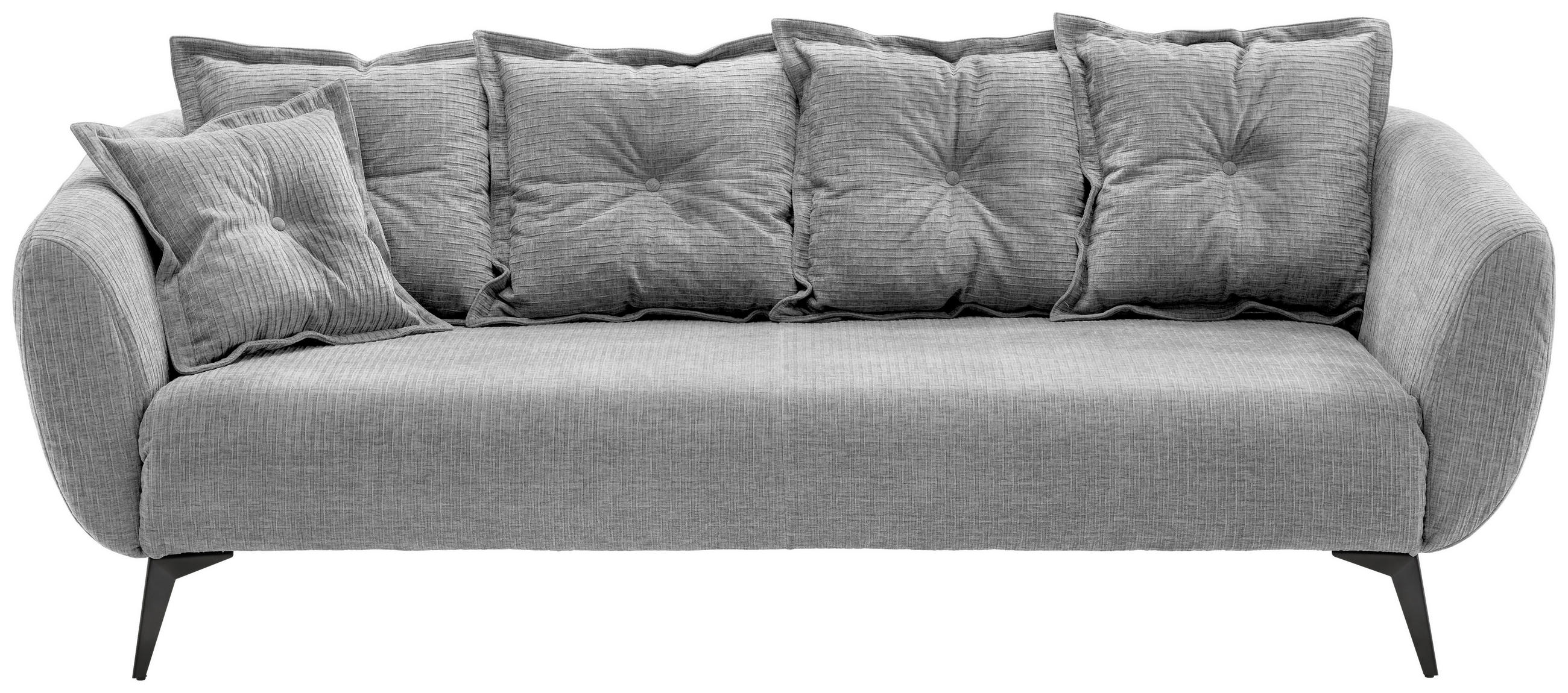 3-SITZER-SOFA in Mikrofaser Grau - Schwarz/Grau, Modern, Textil/Metall (236/94/103cm) - Livetastic