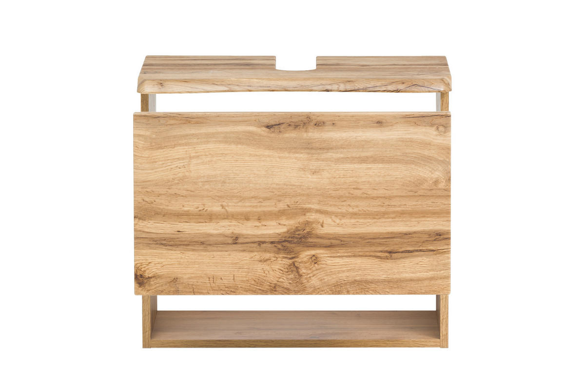 WASCHTISCHUNTERSCHRANK  - Eiche Wotan/Silberfarben, Natur, Holzwerkstoff/Kunststoff (61/55/40cm) - Xora