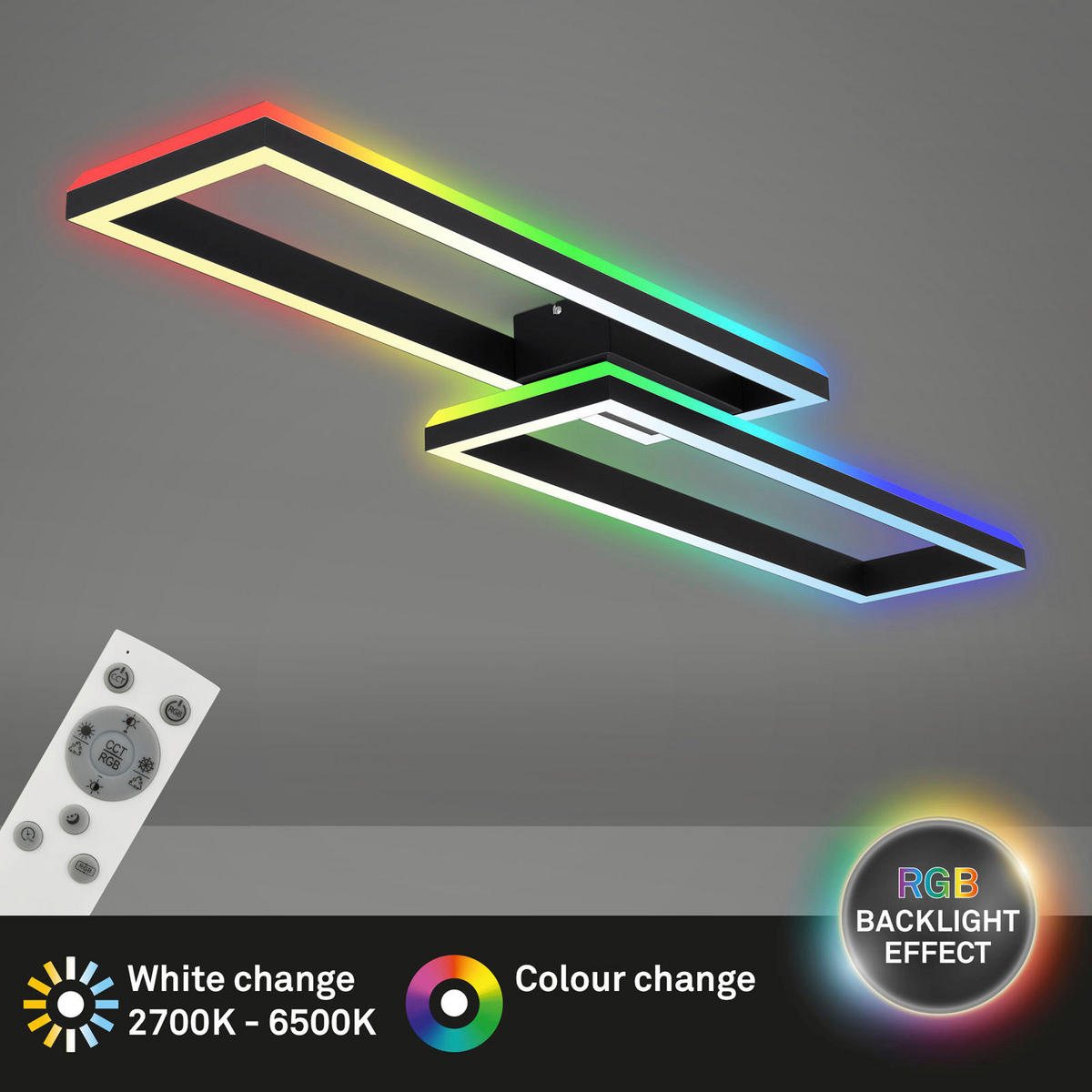 LED-DECKENLEUCHTE 119,5/27,5/10 cm   - Schwarz, Design, Kunststoff/Metall (119,5/27,5/10cm)