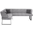 ECKBANK 189/243 cm Webstoff Dunkelgrau Metall   - Dunkelgrau/Schwarz, Design, Textil/Metall (189/243cm) - Novel