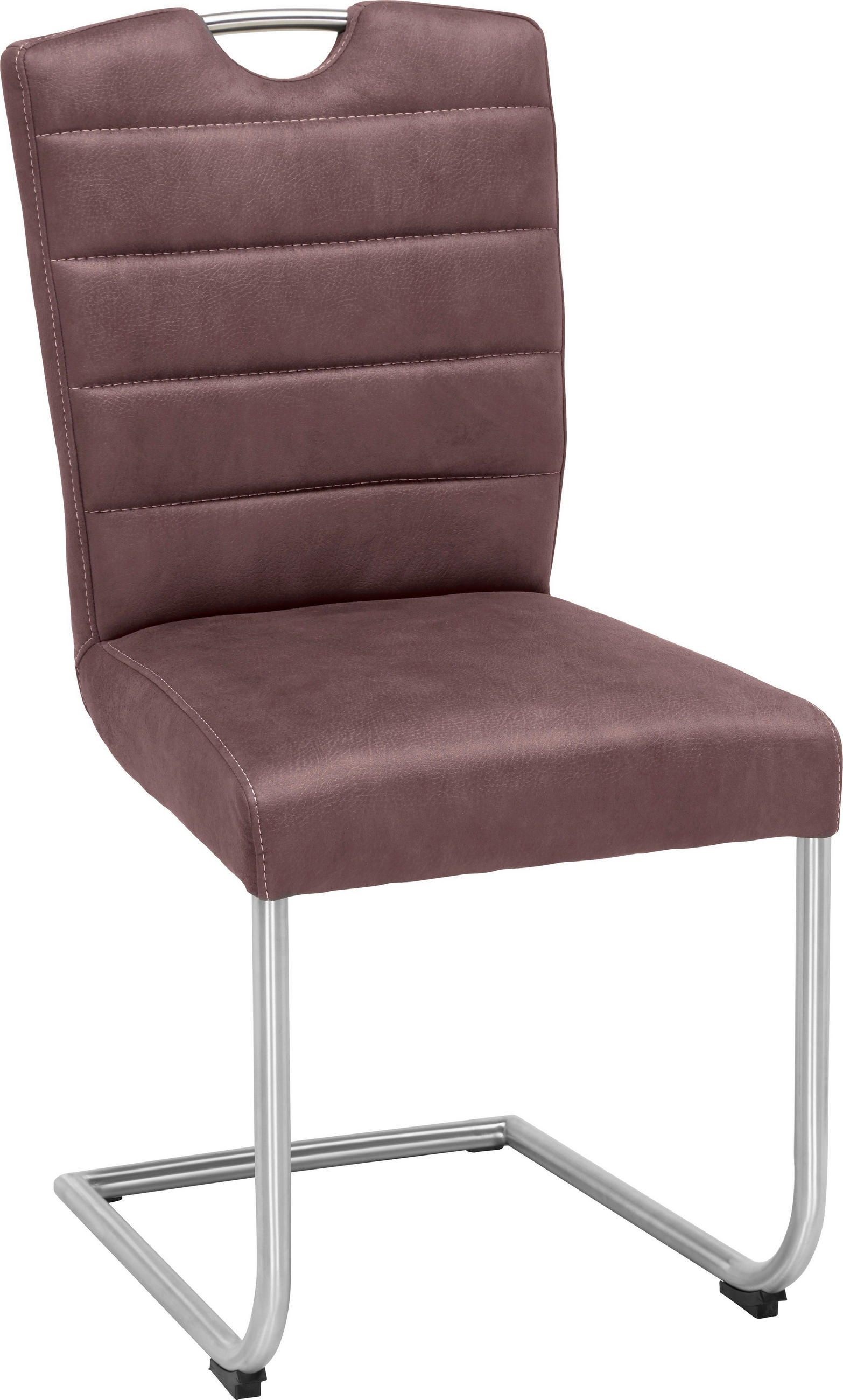 Schwingstuhl in Metall, Textil Braun, Edelstahlfarben