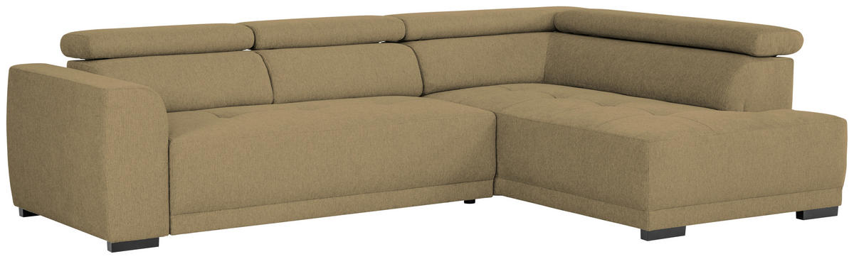 ECKSOFA in Struktur Olivgrün  - Schwarz/Olivgrün, Design, Kunststoff/Textil (284/205cm) - MID.YOU
