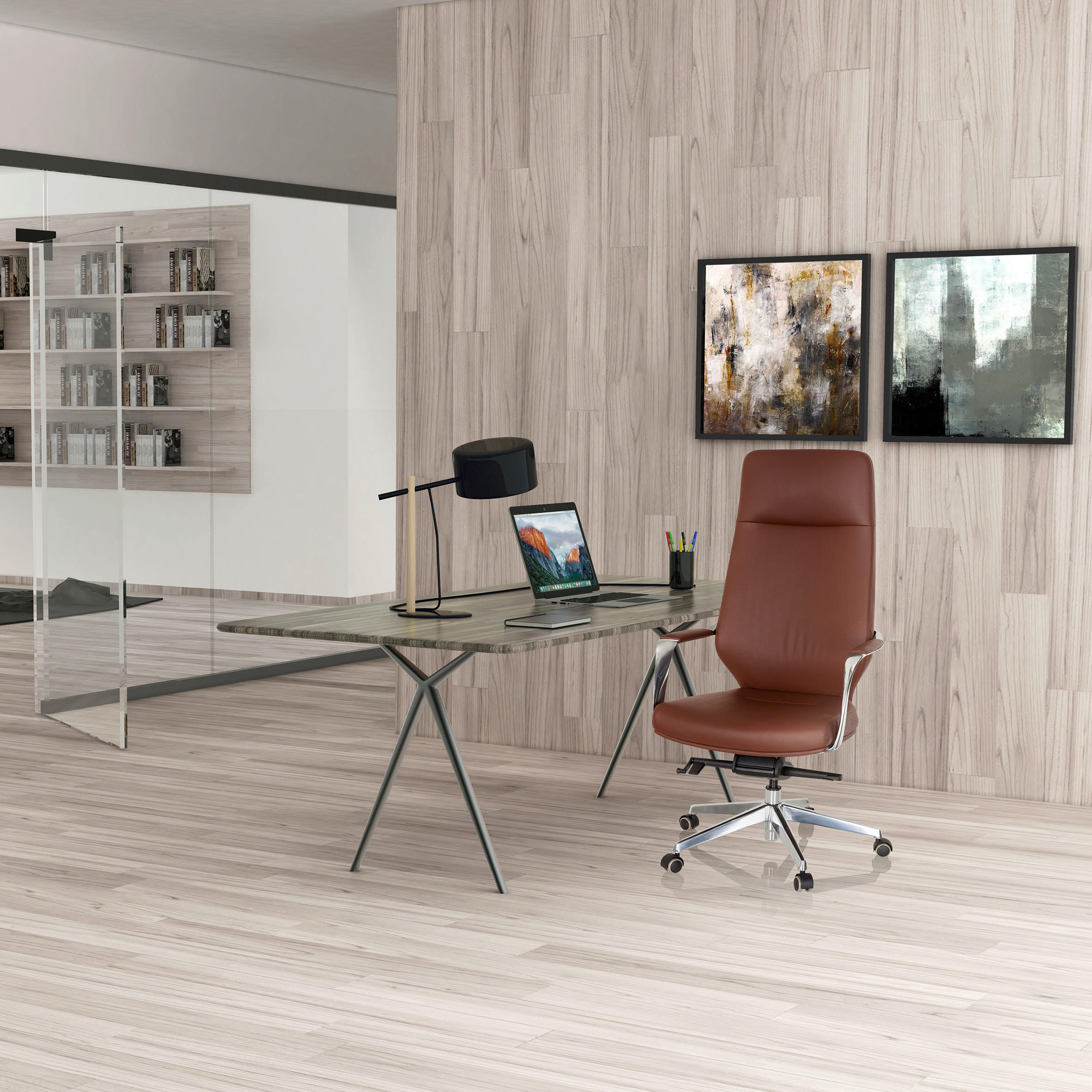 CHEFSESSEL Lederlook Braun  - Silberfarben/Braun, Basics, Kunststoff/Textil (63/133/65cm) - MID.YOU