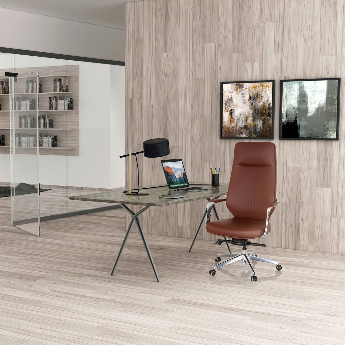 DREHSTUHL  in Lederlook Braun  - Silberfarben/Braun, Basics, Kunststoff/Textil (63/133/65cm) - MID.YOU