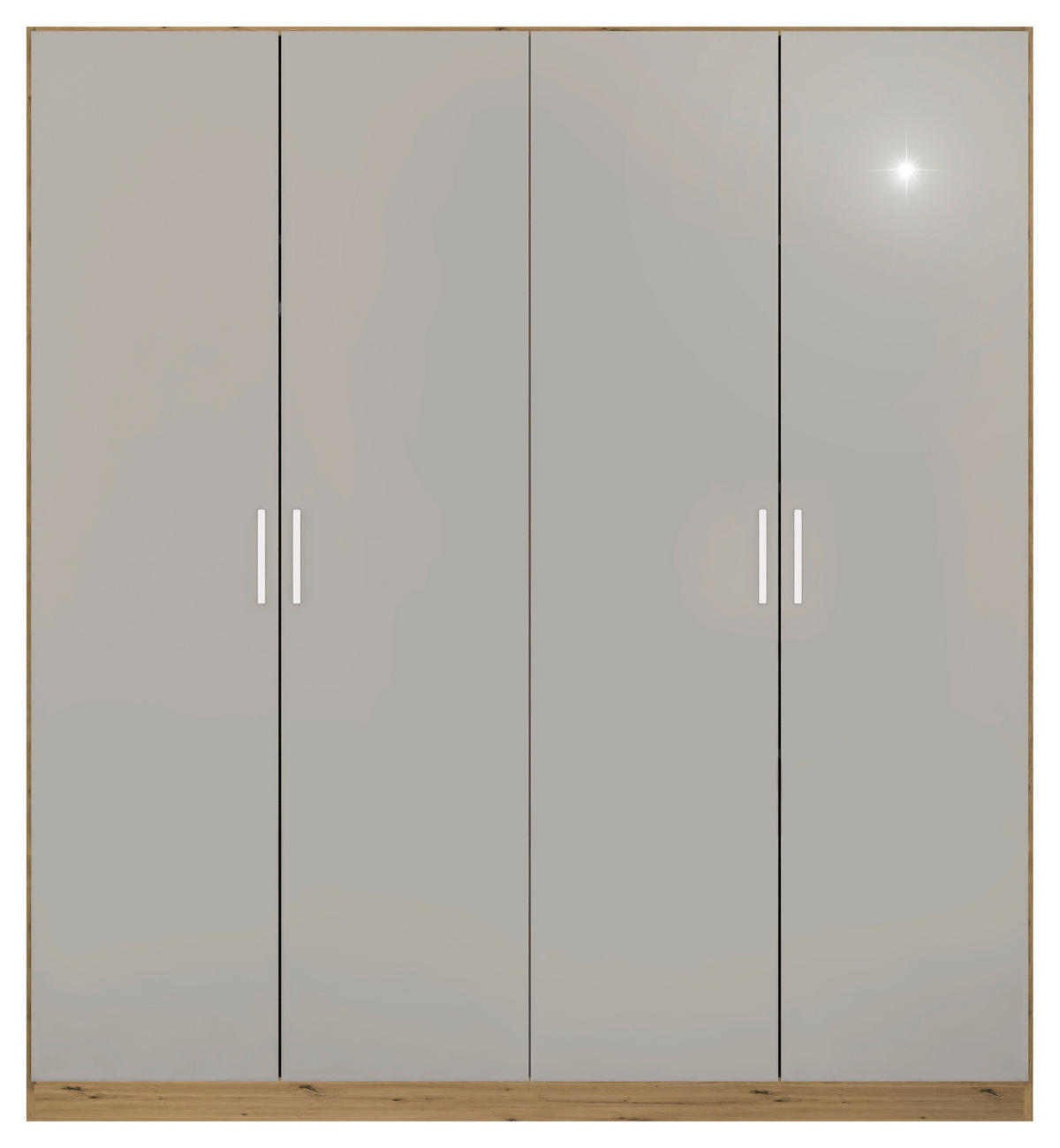 DREHTÜRENSCHRANK 181/210/54 cm 4-türig Hellgrau, Eiche Artisan  - Chromfarben/Hellgrau, MODERN, Holzwerkstoff/Kunststoff (181/210/54cm) - Rauch Möbel