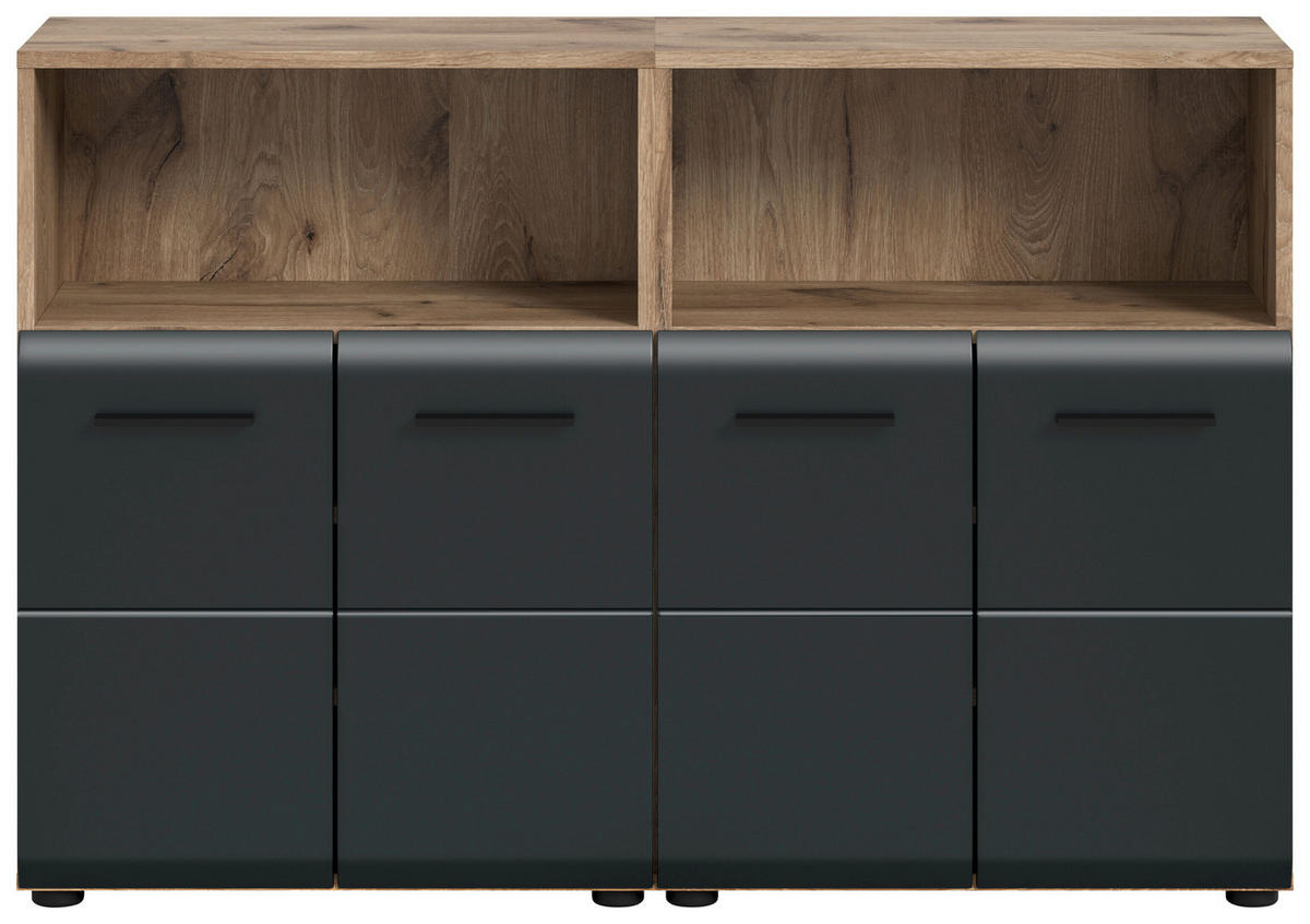 BADEZIMMER 2-teilig  in  - Eiche dunkel/Schwarz, Basics, Holzwerkstoff/Kunststoff (120/80/30cm) - MID.YOU