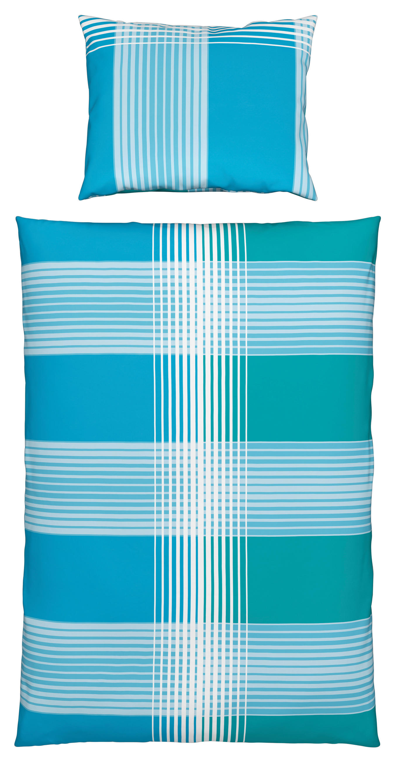 Seersucker Bettwäsche 140x200 Cm Enja Baumwolle Blau/türkis