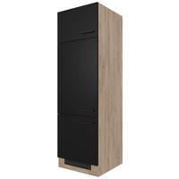 GERÄTEUMBAUSCHRANK 60/200/57 cm  in Schwarz, Eichefarben  - Eichefarben/Schwarz, KONVENTIONELL, Holzwerkstoff/Metall (60/200/57cm) - FlexWell