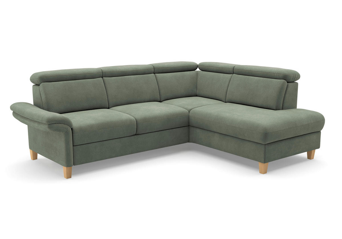 ECKSOFA GLENDALE E Dunkelgrün Flachgewebe  - Dunkelgrün/Eichefarben, KONVENTIONELL, Holz/Textil (247/193cm) - Sit & More