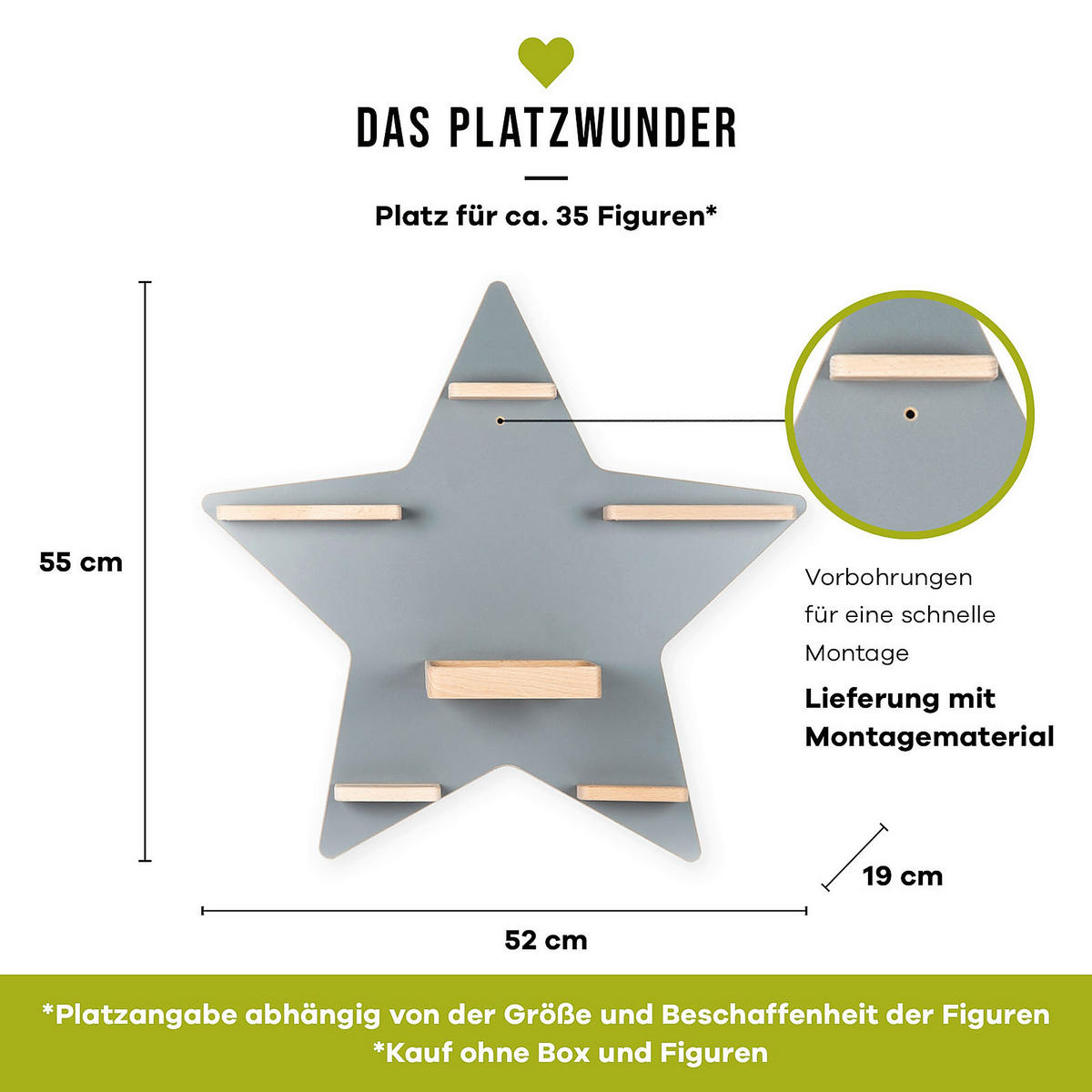 KINDERREGAL Grau  - Grau, MODERN, Holzwerkstoff (52/55/19cm) - MID.YOU