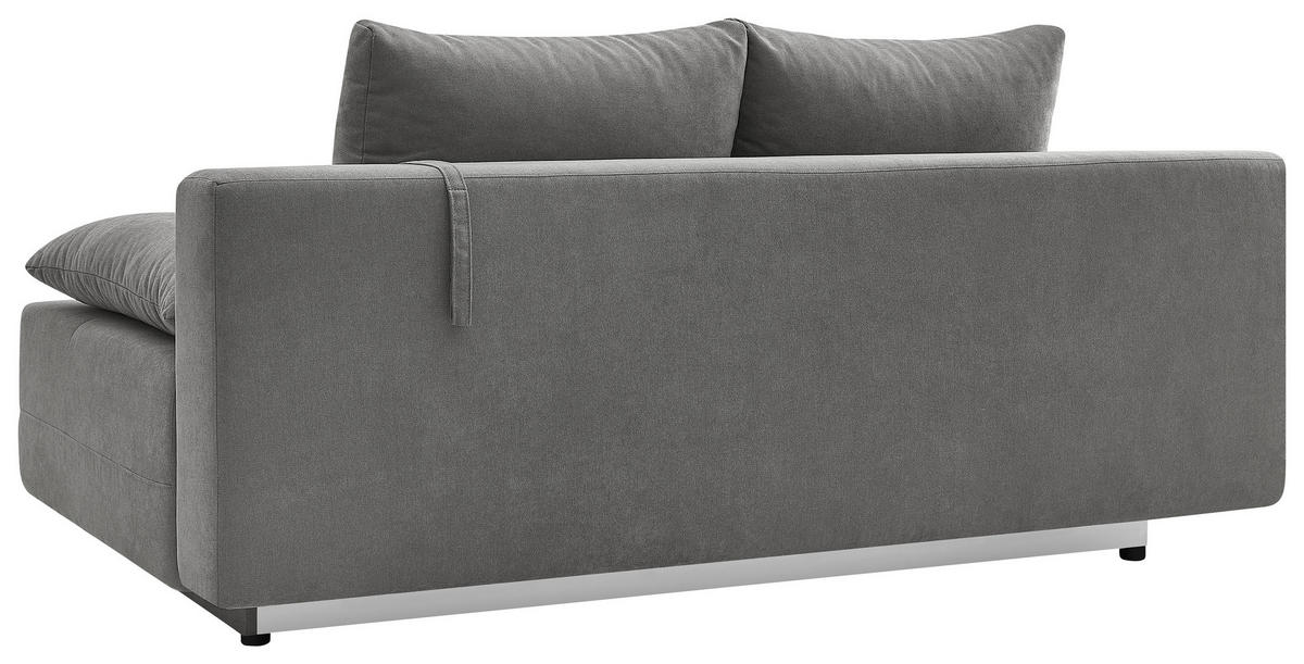 SCHLAFSOFA LUMOS Samt Grau  inkl. Rückenkissen, Armlehnenkissen, Schlaffunktion, Rücken echt, Stauraum  - Naturfarben/Grau, Design, Textil (206/96/96cm) - P & B
