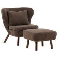 FÅTÖLJ MED FOTPALL i metall, textil brun  - brun, Design, metall/textil (60,5/80/85cm) - Livetastic