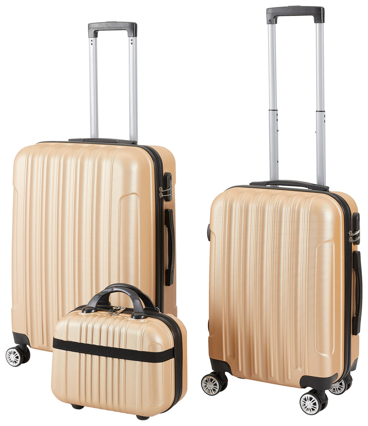 REISEKOFFERSET Goldfarben 3-teilig  - Goldfarben, Basics, Kunststoff/Metall - Novel