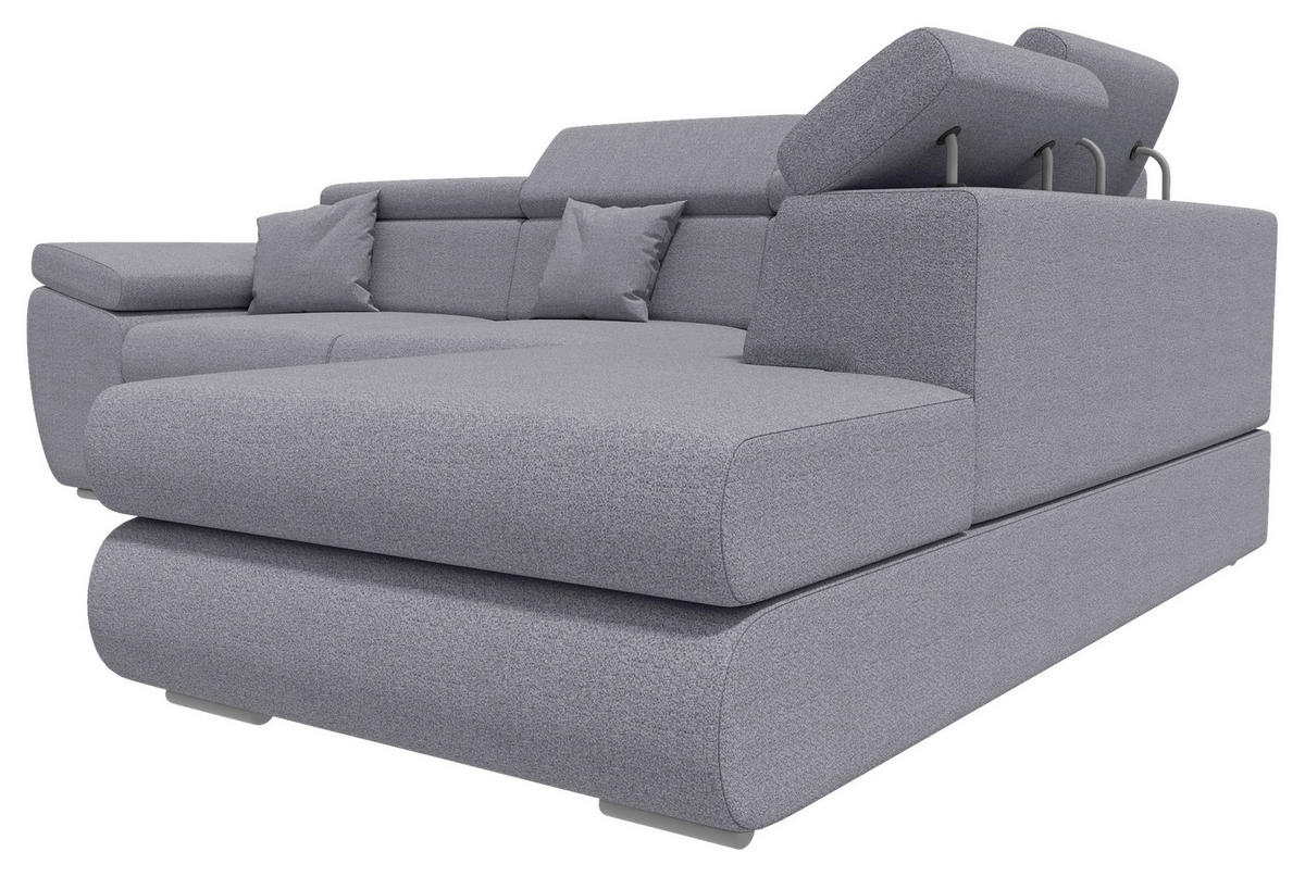 ECKSOFA Dunkelgrau Struktur  - Chromfarben/Dunkelgrau, KONVENTIONELL, Kunststoff/Textil (282/205cm) - Carryhome