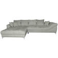 ECKSOFA Grau Chenille  - Chromfarben/Grau, KONVENTIONELL, Textil/Metall (227/329cm) - Carryhome