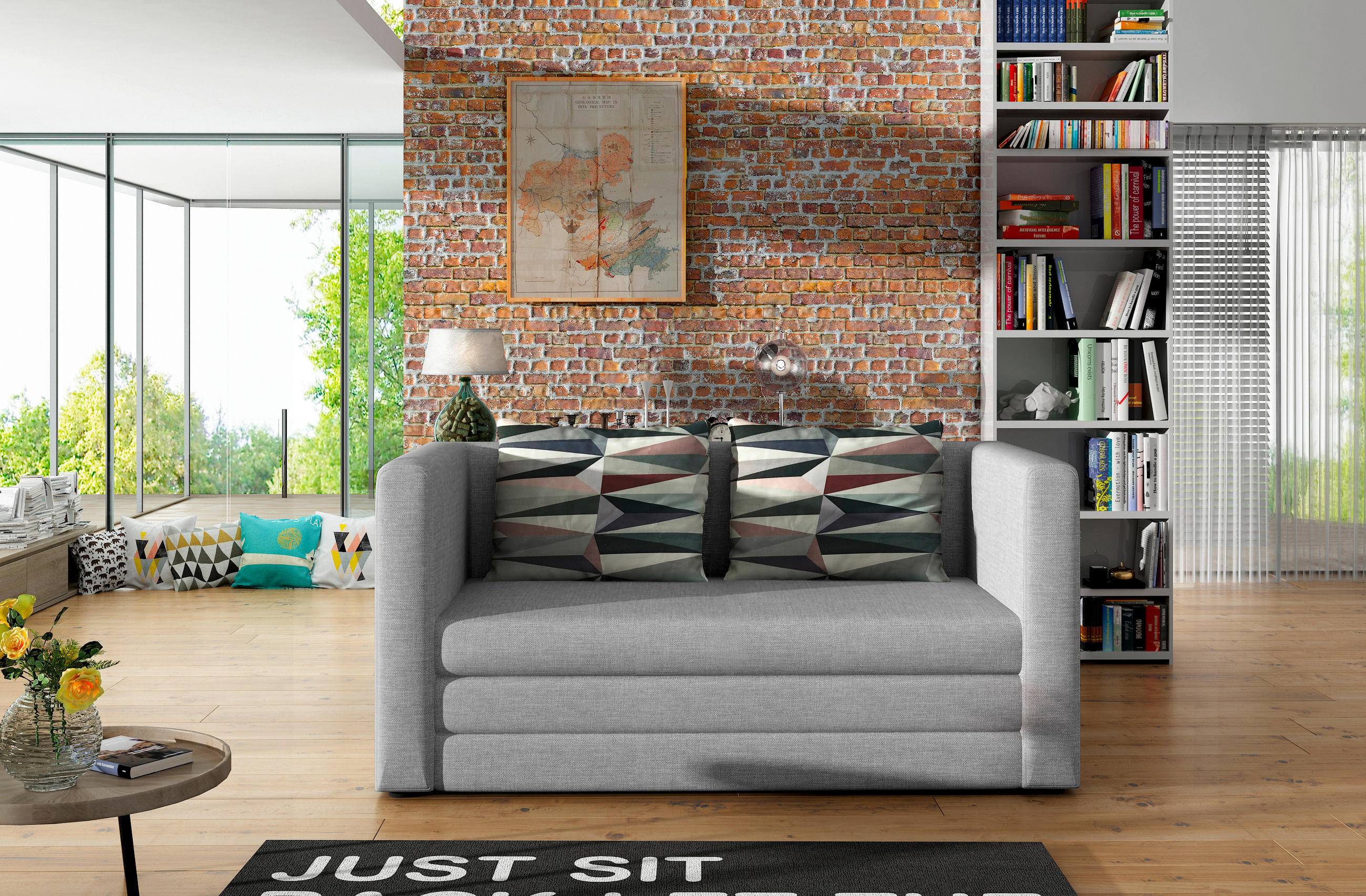 SCHLAFSOFA in Webstoff Hellgrau  - Hellgrau/Schwarz, Design, Kunststoff/Textil (132/62/70cm) - MID.YOU