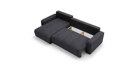 ECKSOFA in Cord Graphitfarben  - Schwarz/Graphitfarben, MODERN, Kunststoff/Textil (150/245cm) - Carryhome