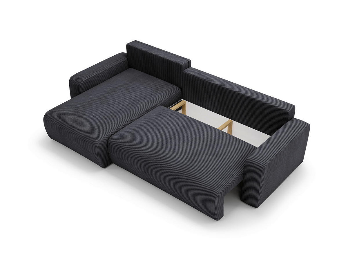 ECKSOFA in Cord Graphitfarben  - Schwarz/Graphitfarben, Modern, Kunststoff/Textil (150/245cm) - Carryhome