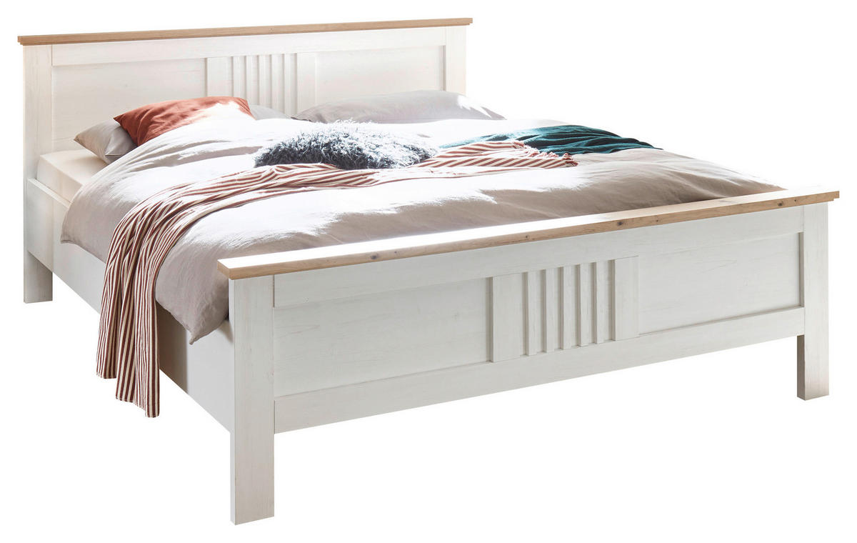 BETT 180/200 cm  in Weiss, Eichefarben   - Weiss/Eichefarben, Lifestyle, Holzwerkstoff (180/200cm) - MID.YOU