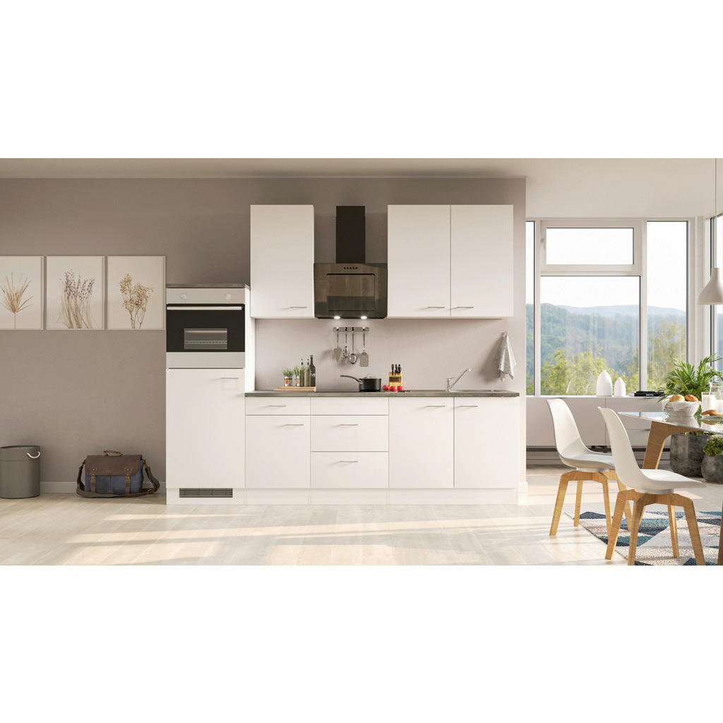 Küchenzeile Lucca M. Geräten 270 Cm Weiß Dekor Modern