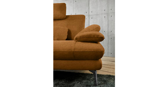 ECKSOFA in Velours Cognac 184/284 cm - Cognac/Schwarz, Design, Textil/Metall (184/284cm) - Dieter Knoll