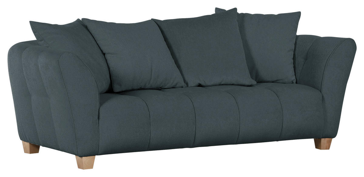 3-SITZER-SOFA Chenille Dunkelgrau  - Dunkelgrau/Buchefarben, KONVENTIONELL, Holz/Textil (212/72/95cm) - Milino