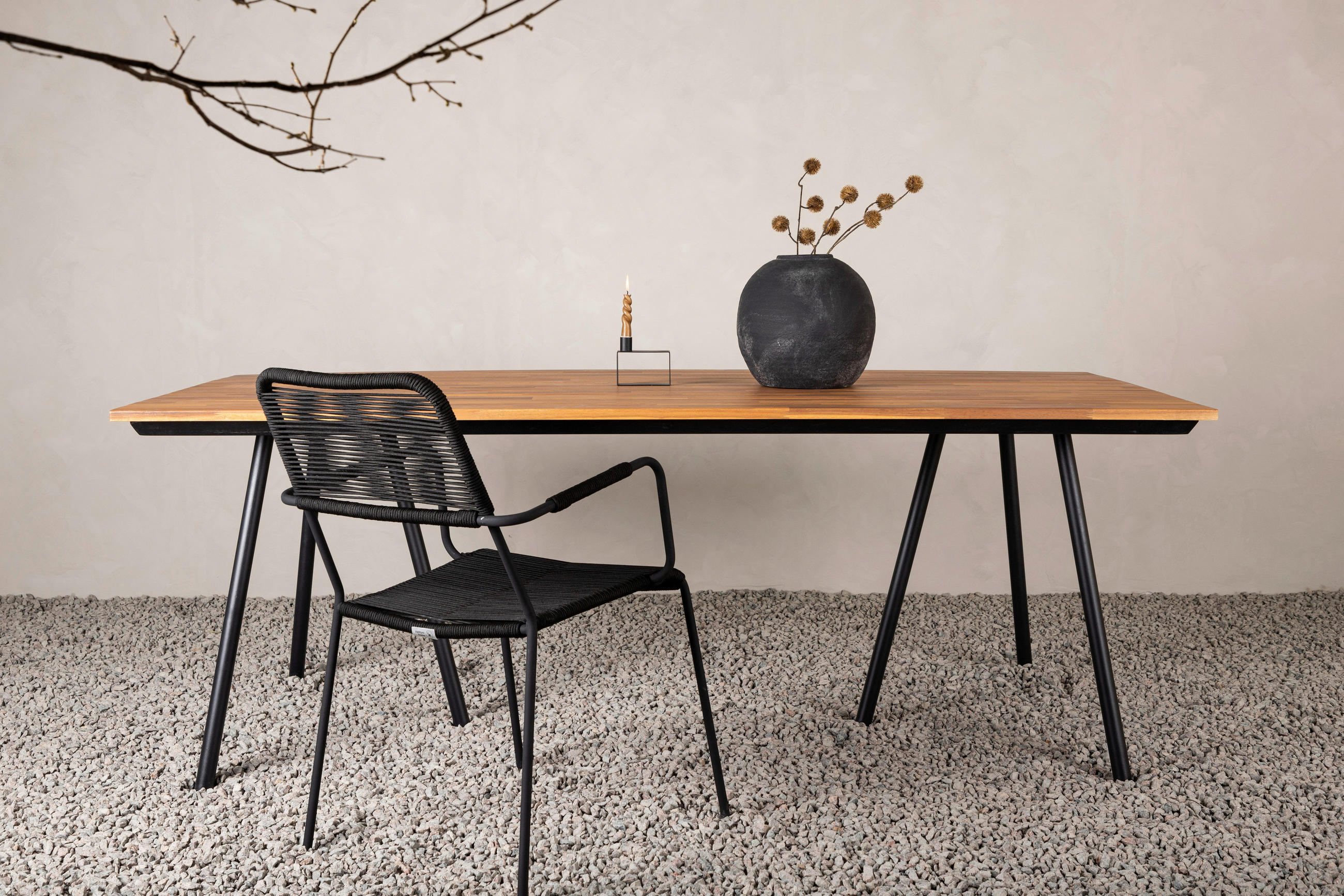 UTEBORD trä, metall rektangulär  - teakfärg/svart, Klassisk, metall/trä (200/100/74cm) - Gardenson