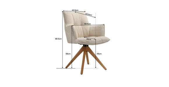 ARMLEHNSTUHL  in Eisen Chenille  - Eichefarben/Beige, Design, Holz/Textil (59,5/88,5/63cm) - Novel