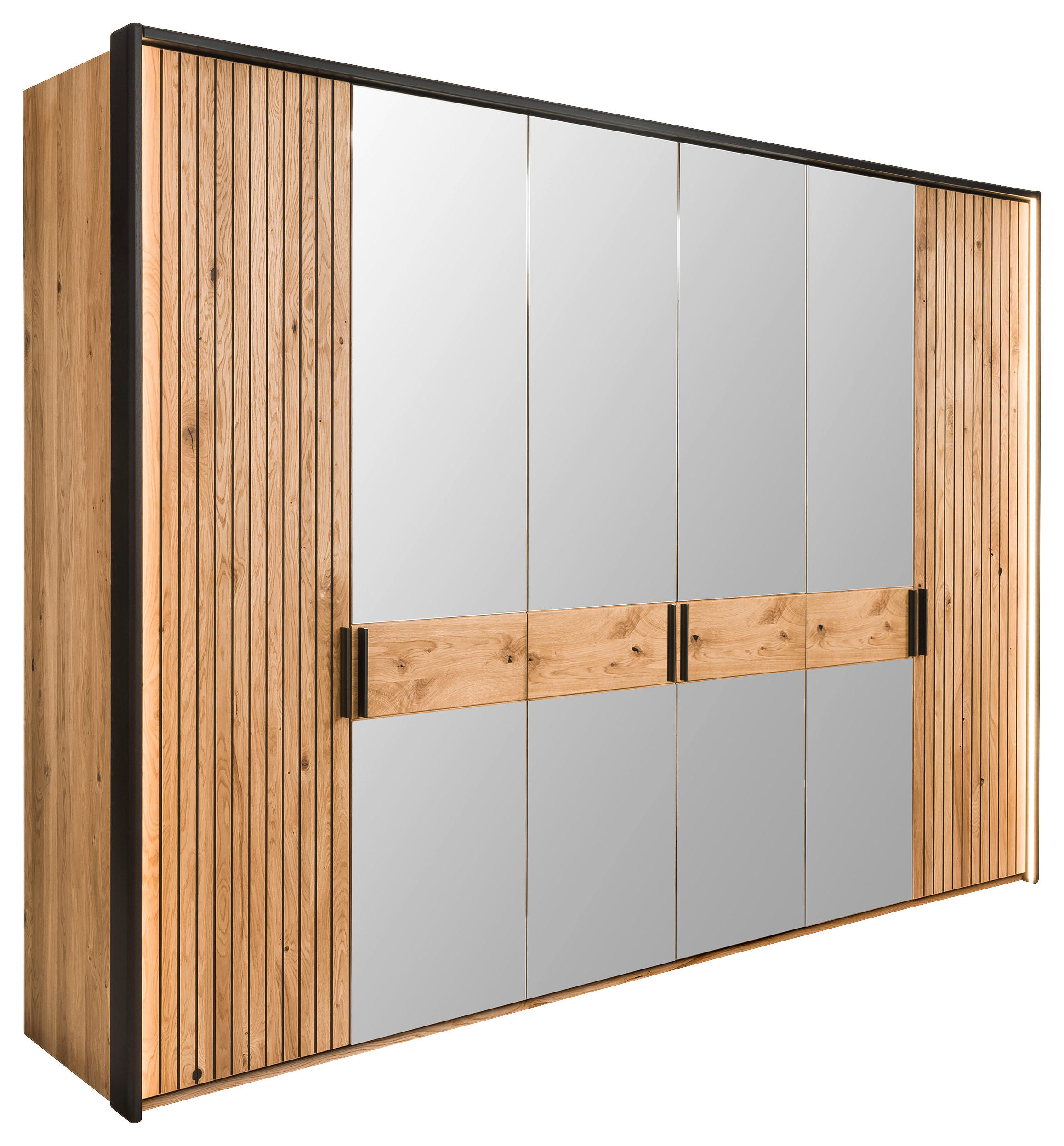 DREHTÜRENSCHRANK  in Eichefarben  - Eichefarben/Schwarz, LIFESTYLE, Glas/Holz (296/214/61cm) - Linea Natura
