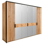 DREHTÜRENSCHRANK  in Eichefarben  - Eichefarben/Schwarz, LIFESTYLE, Glas/Holz (296/214/61cm) - Linea Natura