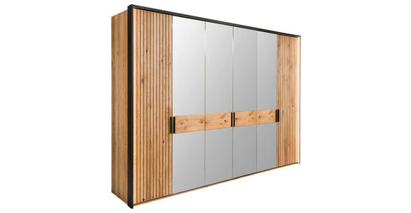 DREHTÜRENSCHRANK  in Eichefarben  - Eichefarben/Schwarz, LIFESTYLE, Glas/Holz (296/214/61cm) - Linea Natura